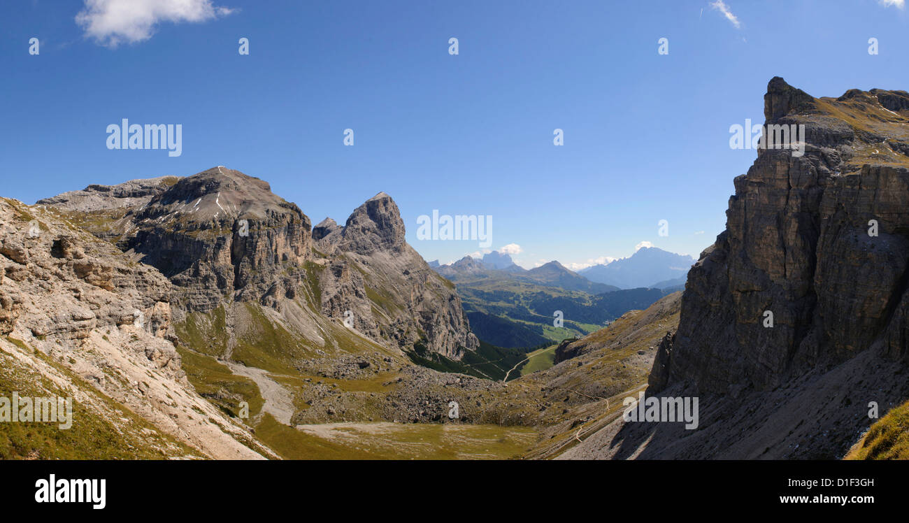 Mountainscape with Sassongher, Dolomites, South Tyrol, Italy Stock Photo