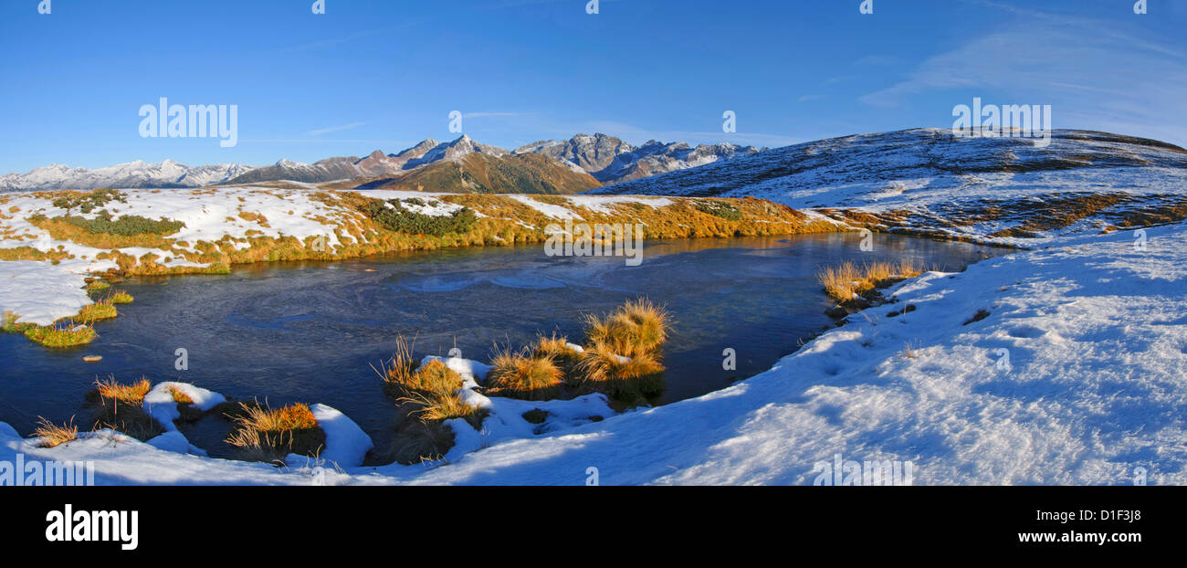 Mountainscape with lake in the Rieserferner-Ahrn Nature Park, South Tyrol, Italy Stock Photo