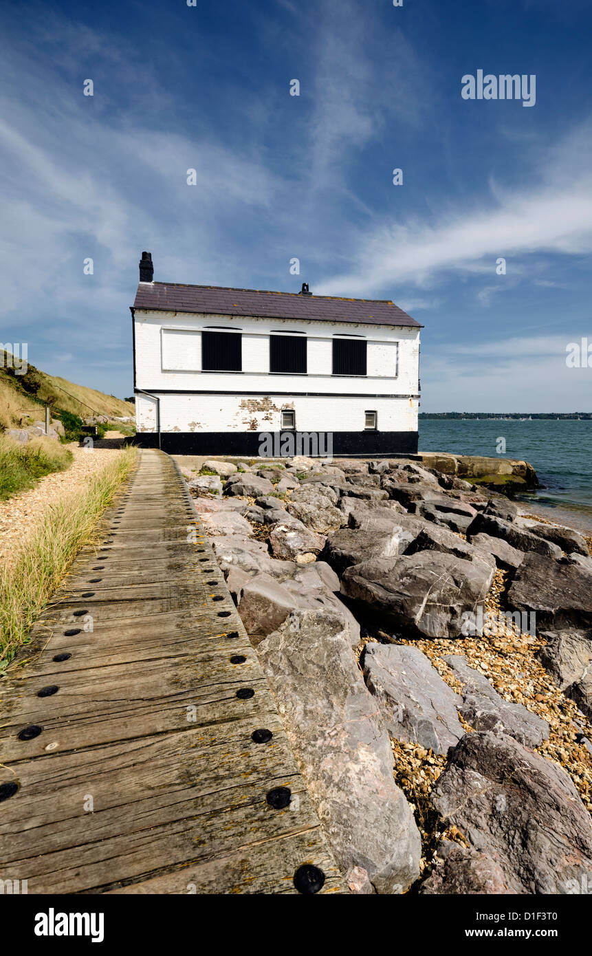 Old house on the beach Lepe in the New Forest Stock Photo
