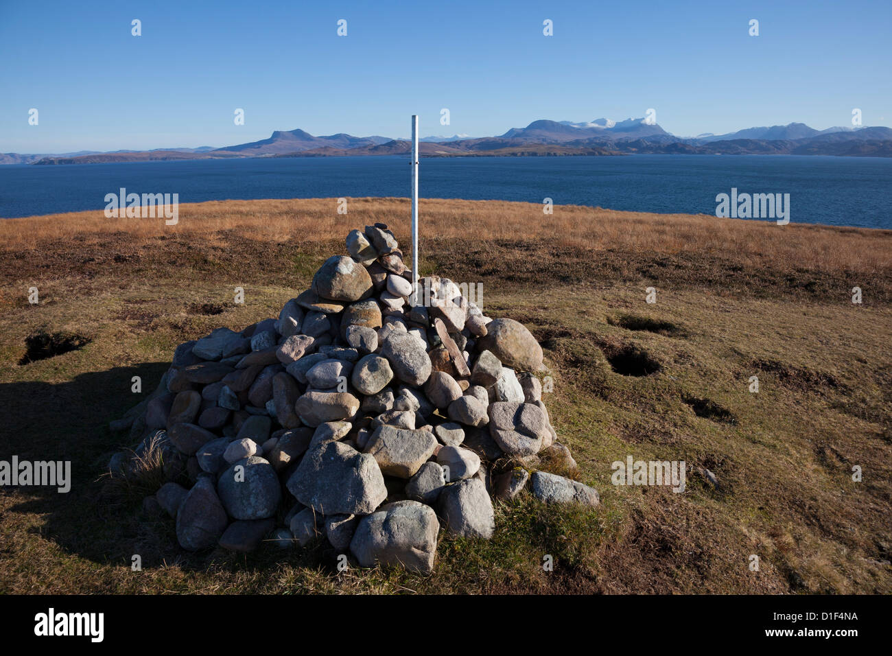 The View Over Gruinard Bay From the Cairn on Meall Leac a Fhaobhair Towards the Coigach Mountains Mellon Udrigle Scotland UK Stock Photo