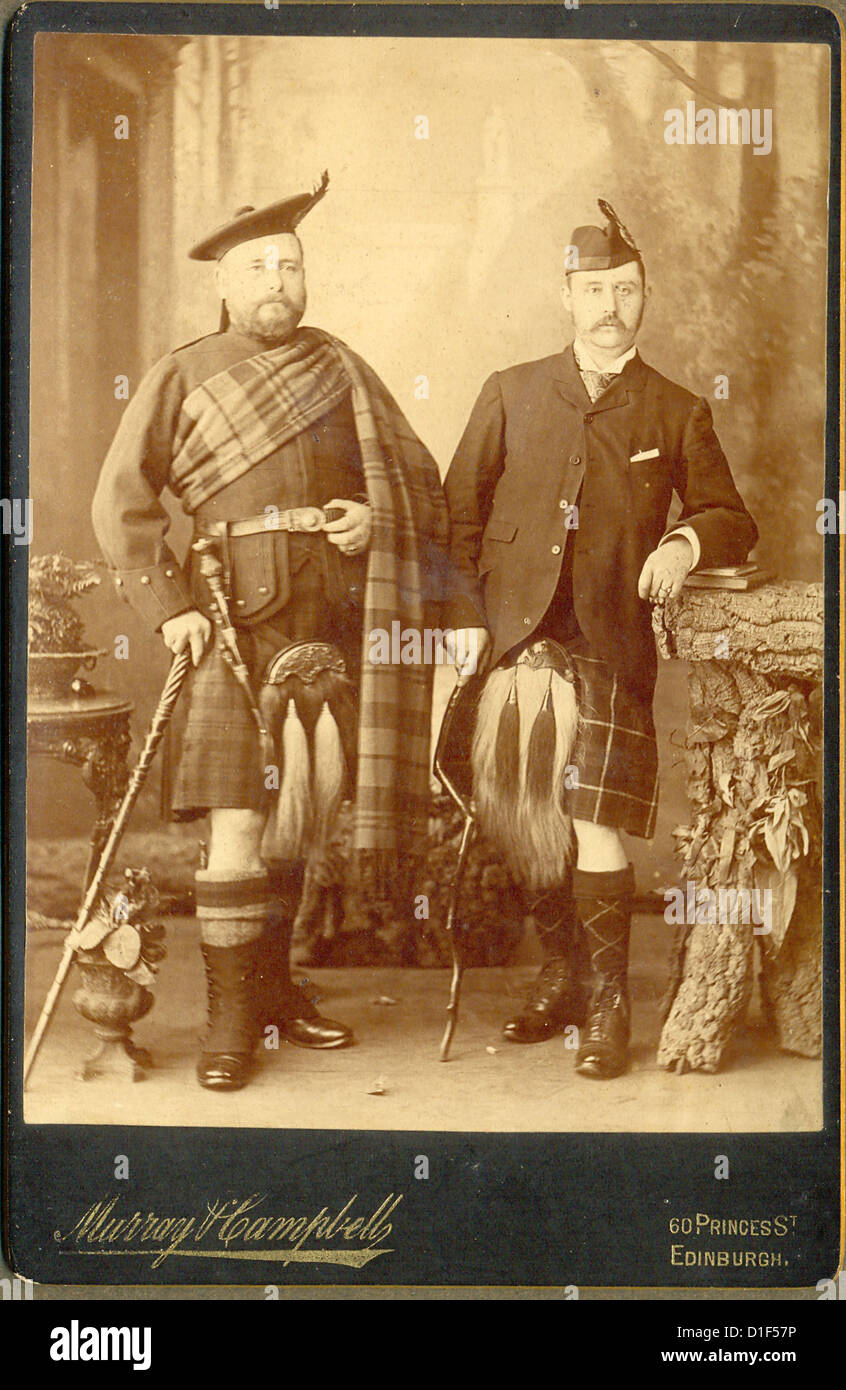 Cabinet photograph of two men in Highland dress Stock Photo