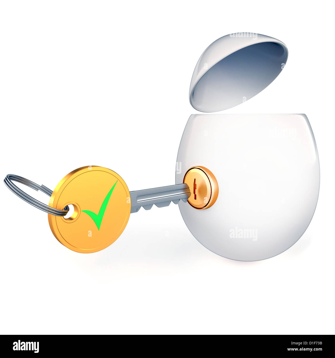 Egg and key, accept sign Stock Photo