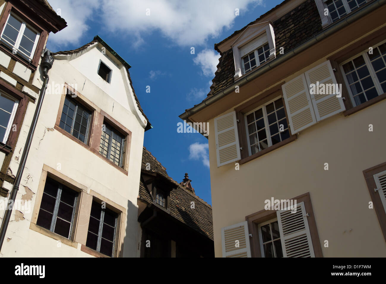 Typical exterior Facade in the old Town of Strasbourg, France Stock