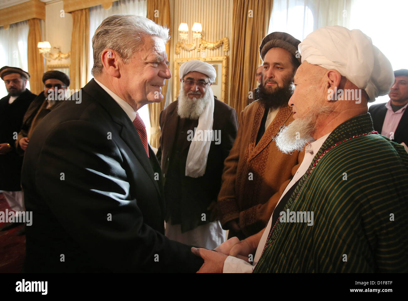 German federal president Joachim Gauck meets representatives of religious organisations in Kabul, Afghanistan, 18 December 2012. Photo: WOLFGANG KUMM Stock Photo