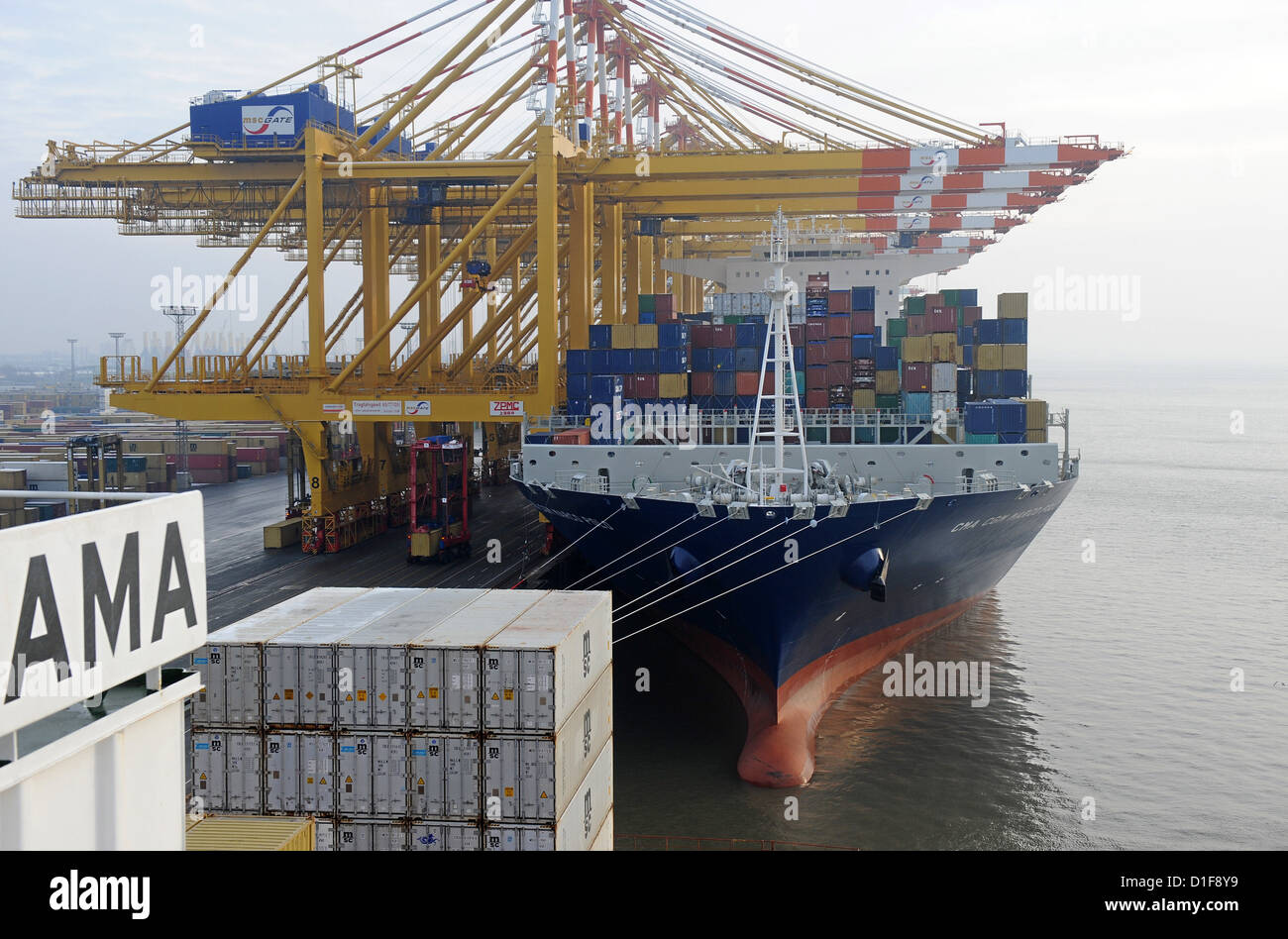 The world's biggest container ship, Marco Polo by the French shipping