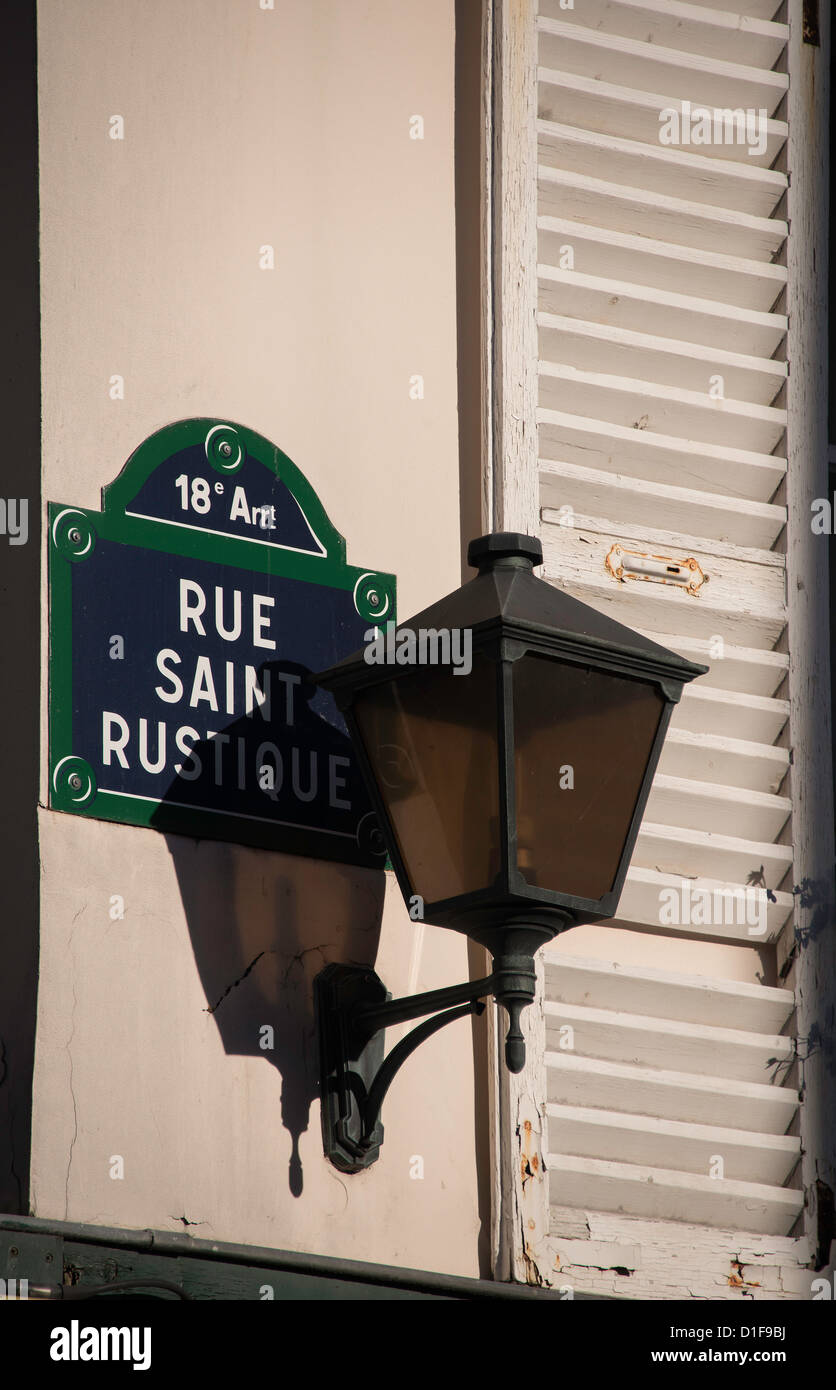 Street corner in Montmartre, Paris, France Stock Photo