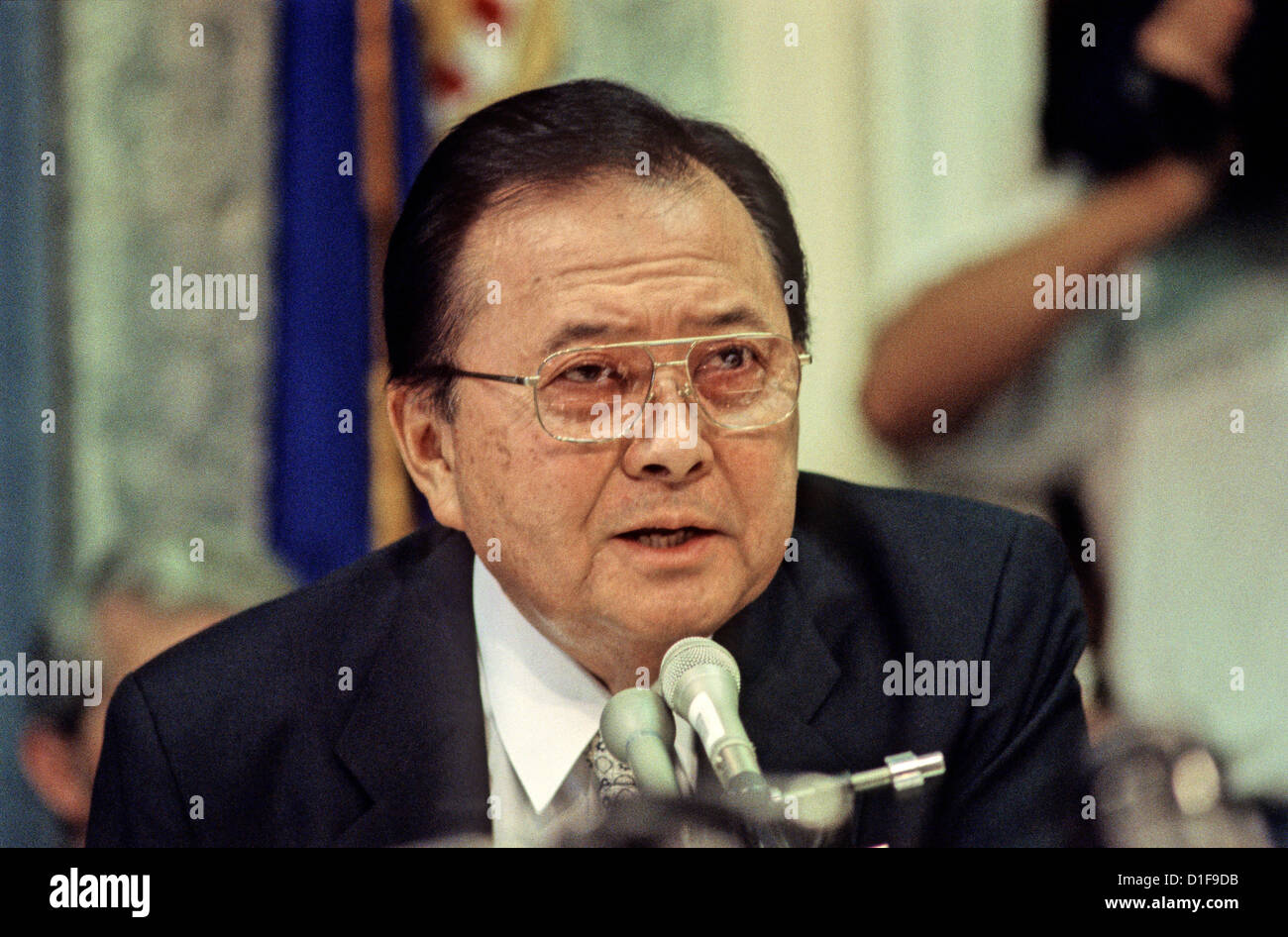 United States Senator Daniel K. Inouye (Democrat of Hawaii) listens to testimony during the confirmation hearing for Secretary of Commerce-designate Ron Brown on January 6, 1993. Senator Inouye passed away due to respiratory complications at Walter Reed National Military Medical Center in Bethesda on Monday, December 17, 2012. He was 88..Credit: Ron Sachs / CNP Stock Photo