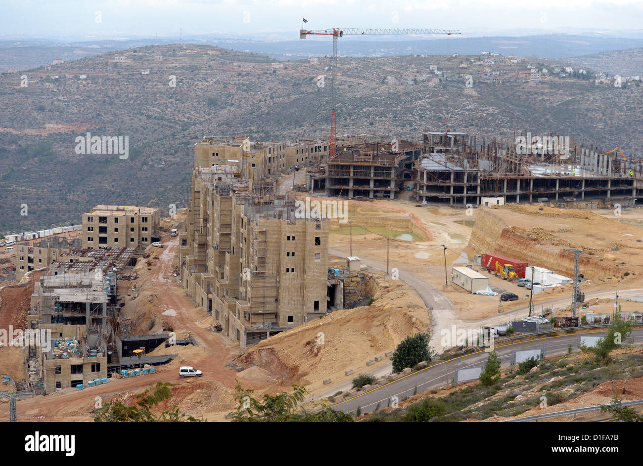 View of the construction site of the new city Rawabi near Ramallah