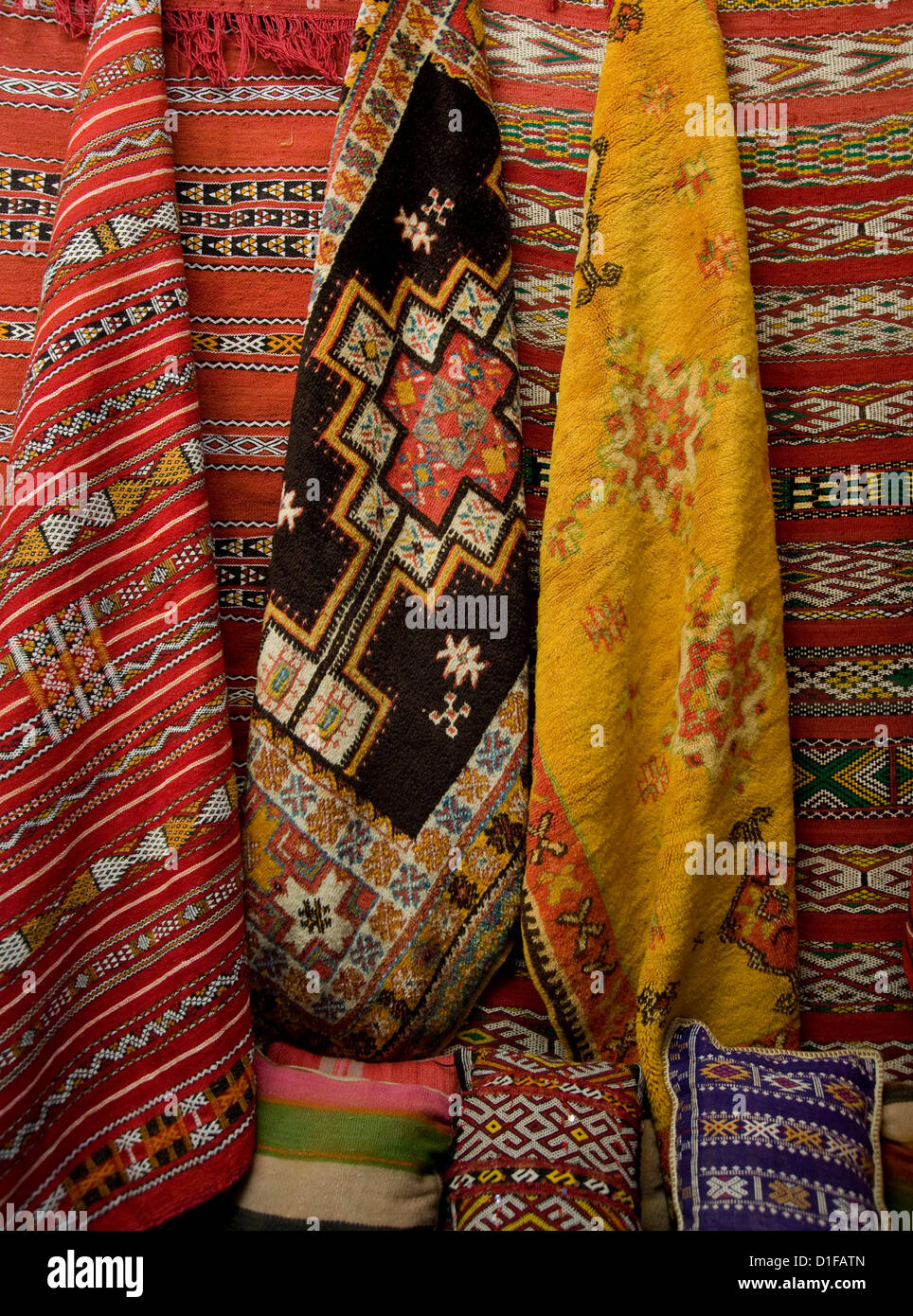 Carpets for sale in the souk in Marrakech, Morocco, North Africa, Africa Stock Photo