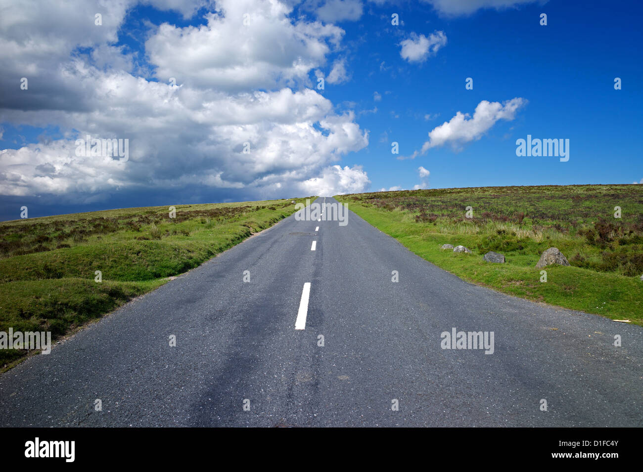 Road across Dartmoor, Devon, England, United Kingdom, Europe Stock Photo