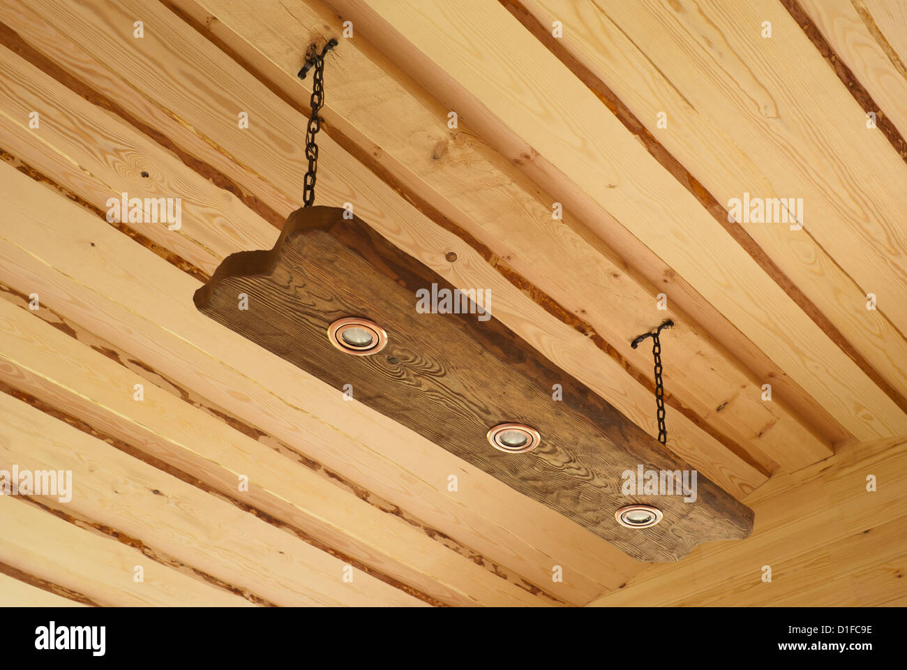 Suspended Ceiling Light In The Form Of An Oak Board With