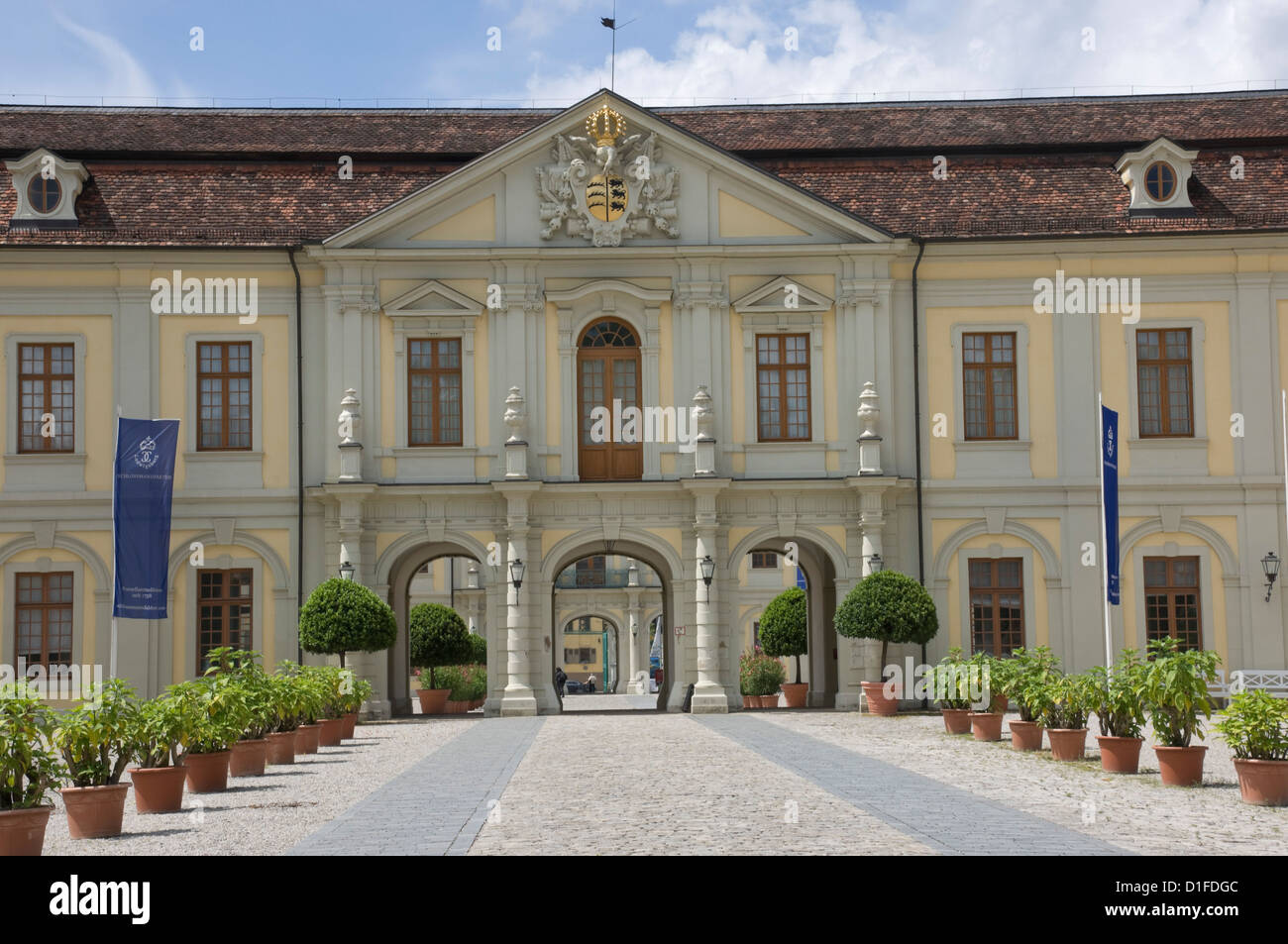 The gateway to the inner courtyard, the 18th century Residenzschloss, Ludwigsburg, Baden Wurttemburg, Germany Stock Photo