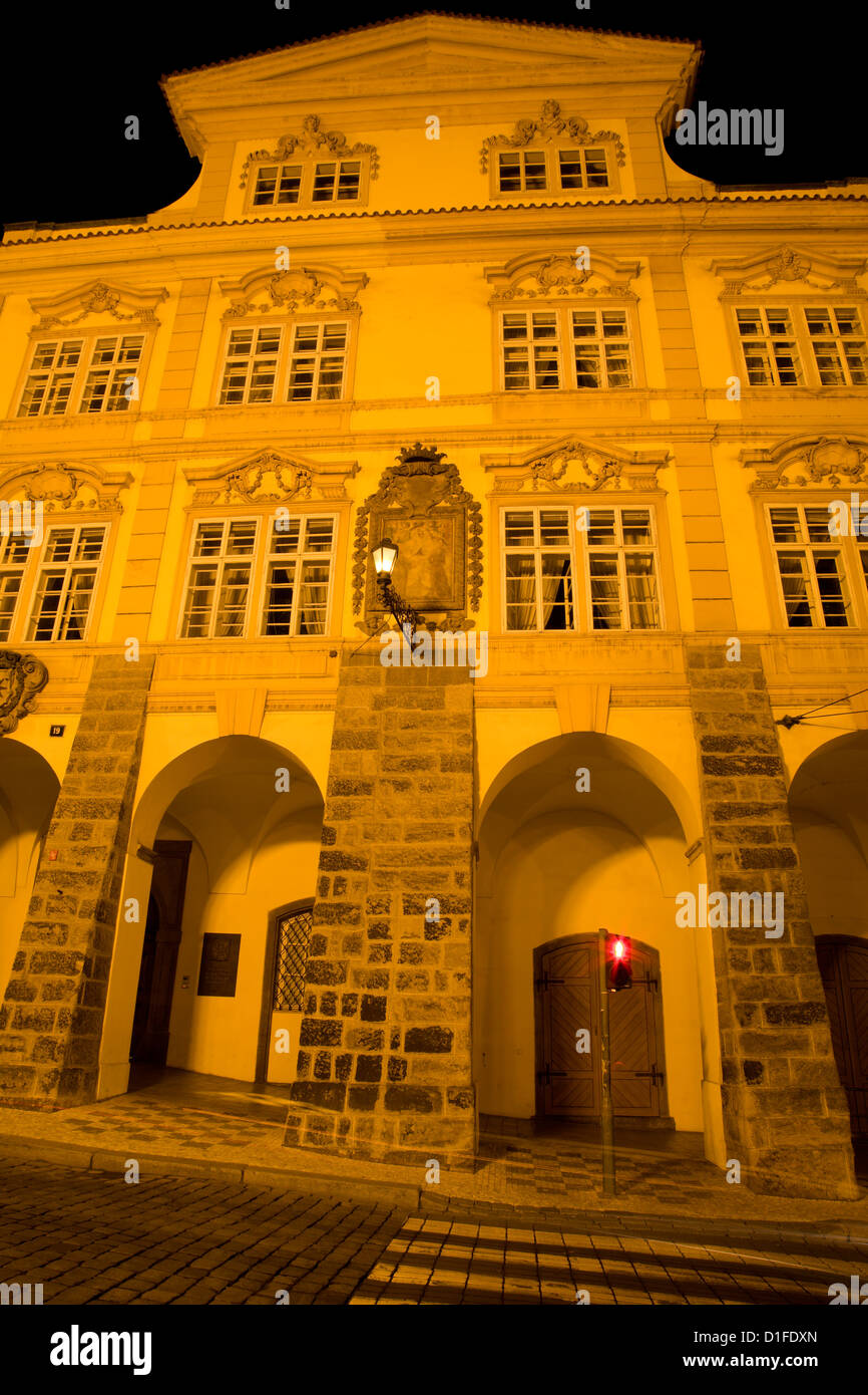 Prague - nightly facade of palace from Little quarter Stock Photo