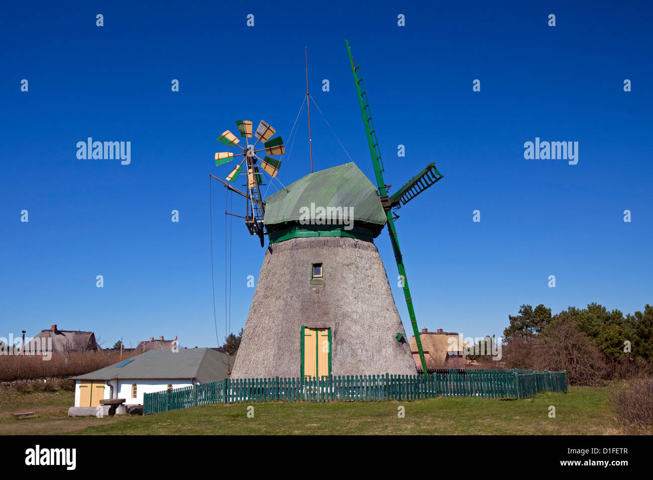 Traditional windmill at Nebel, Amrum island, North Frisia, Germany Stock Photo