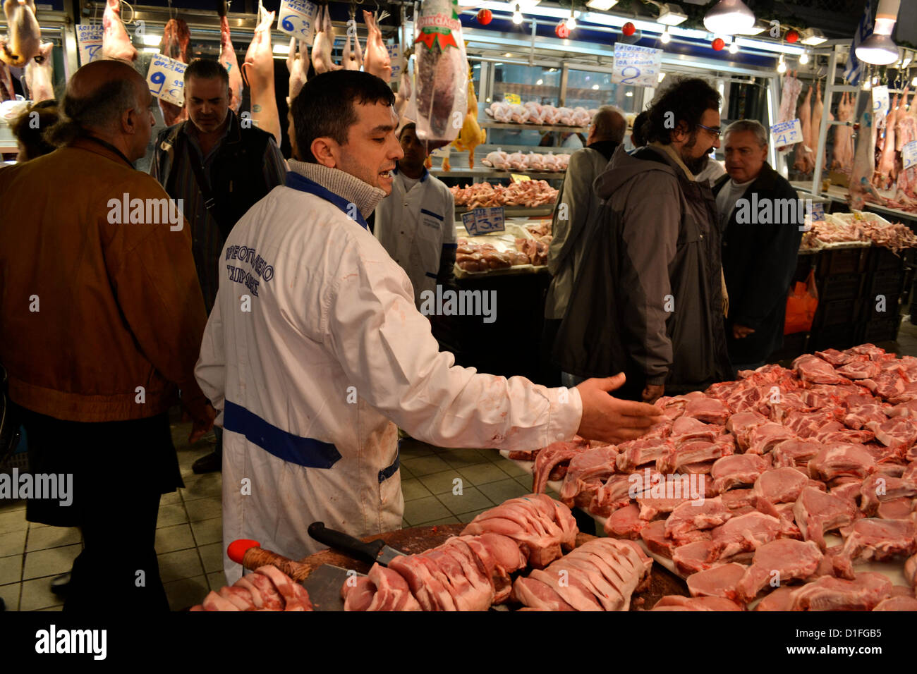 Athens meat market Stock Photo Alamy
