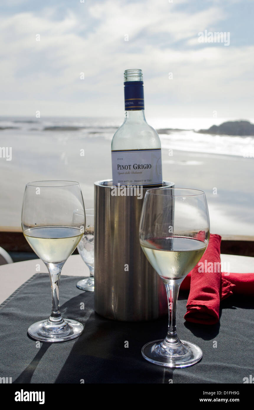 Wine overlooking the beach  near Tofino Vancouver Island  BC Stock Photo