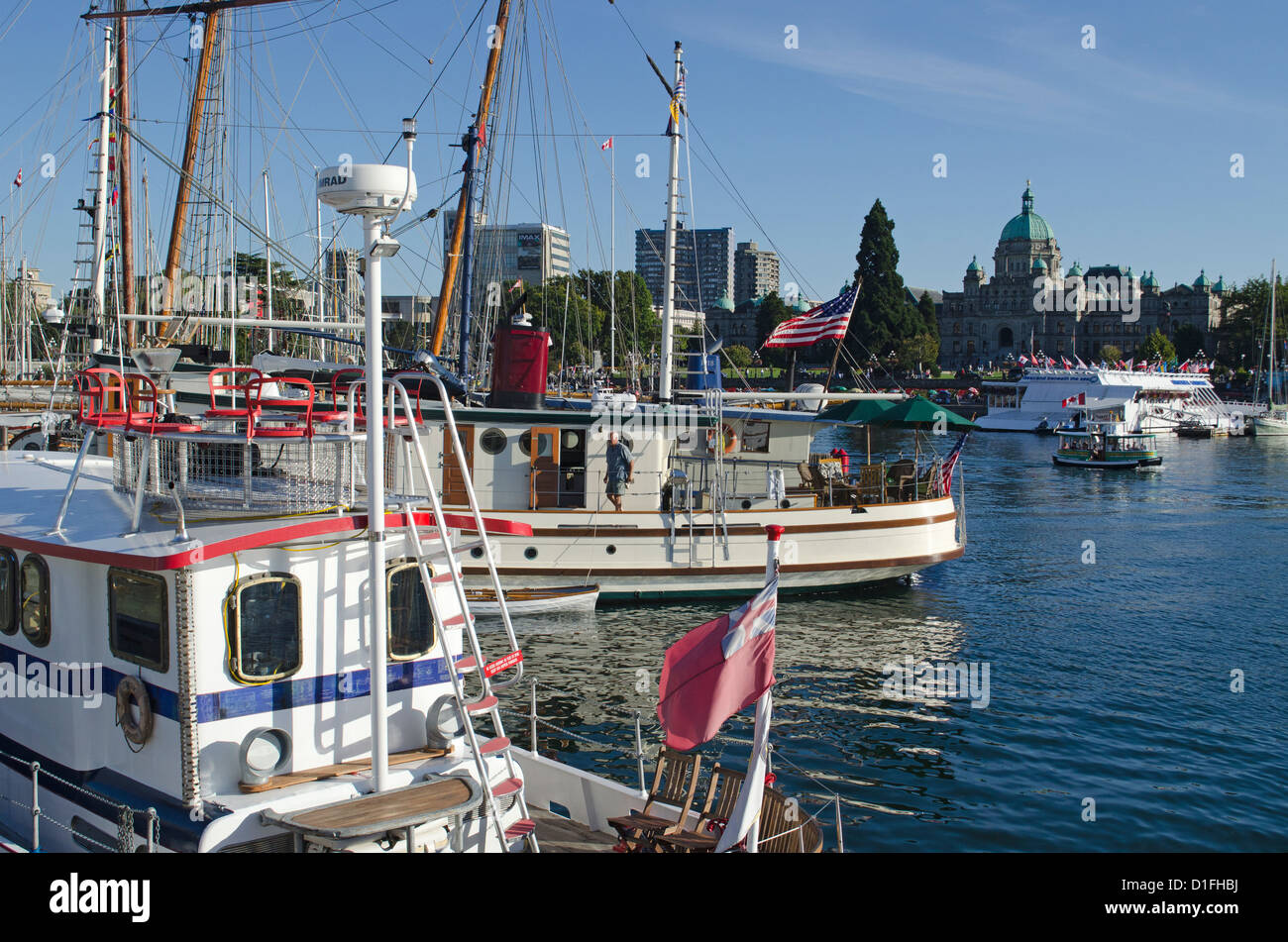 Classic boat show Victoria harbor Vancouver Island BC Stock Photo Alamy