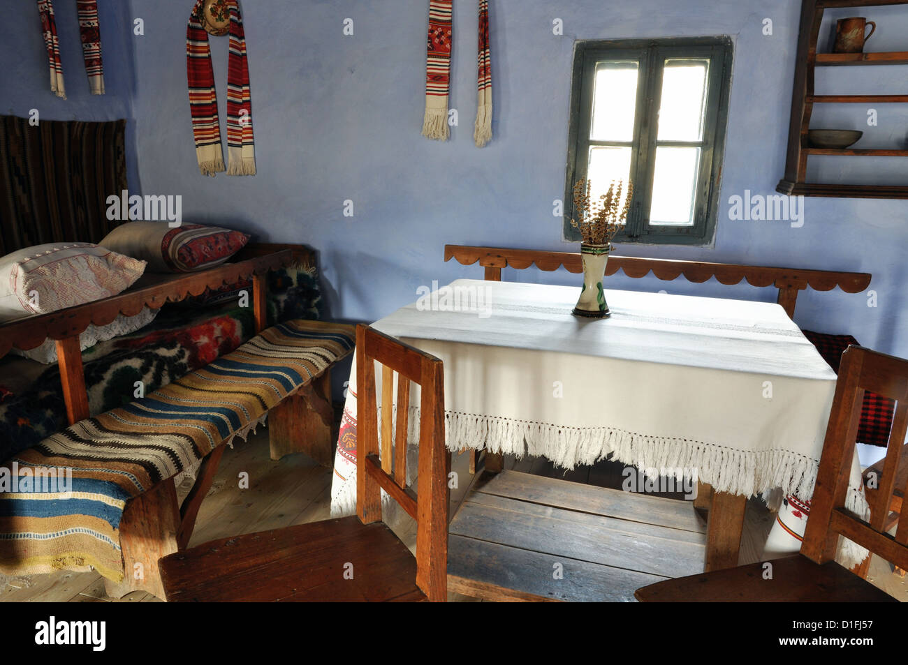 Traditional romanian house interior in Transylvania, Romania Stock