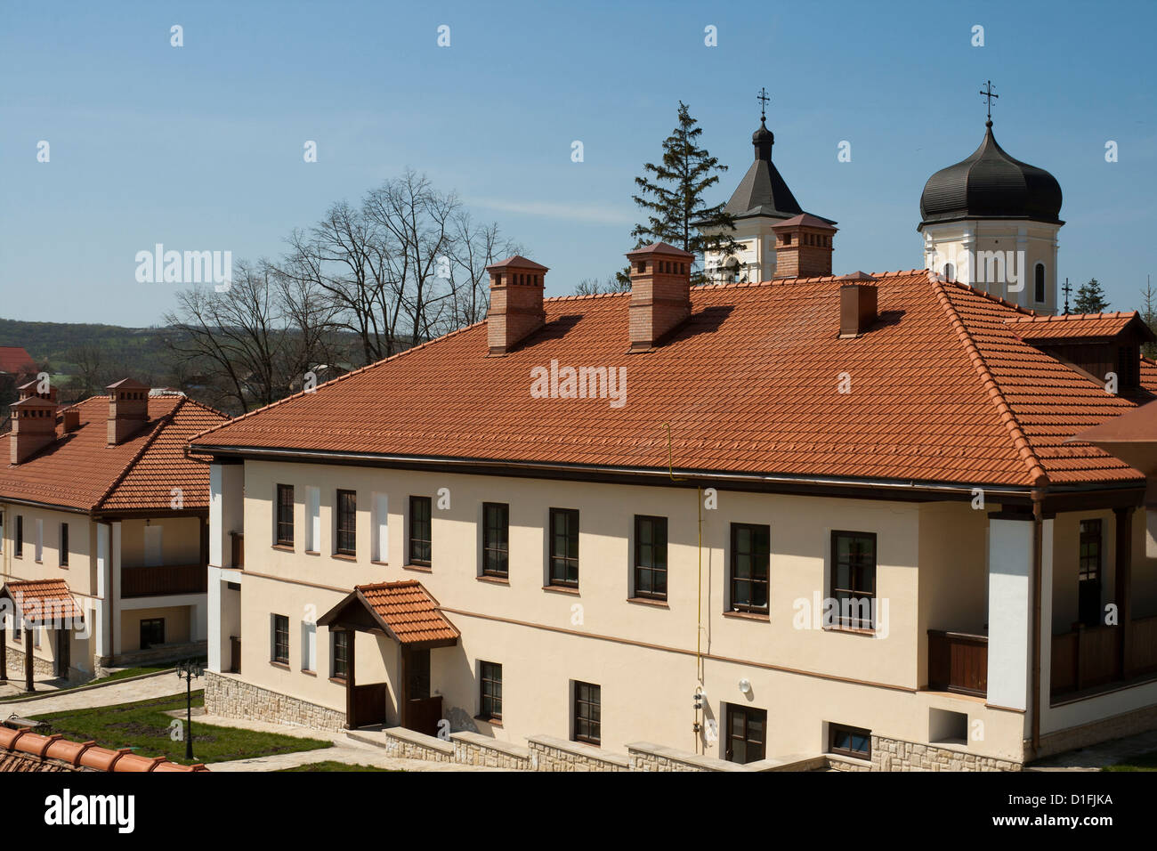 Monastery Capriana in Moldova over blue sky. Capriana monastery is ...