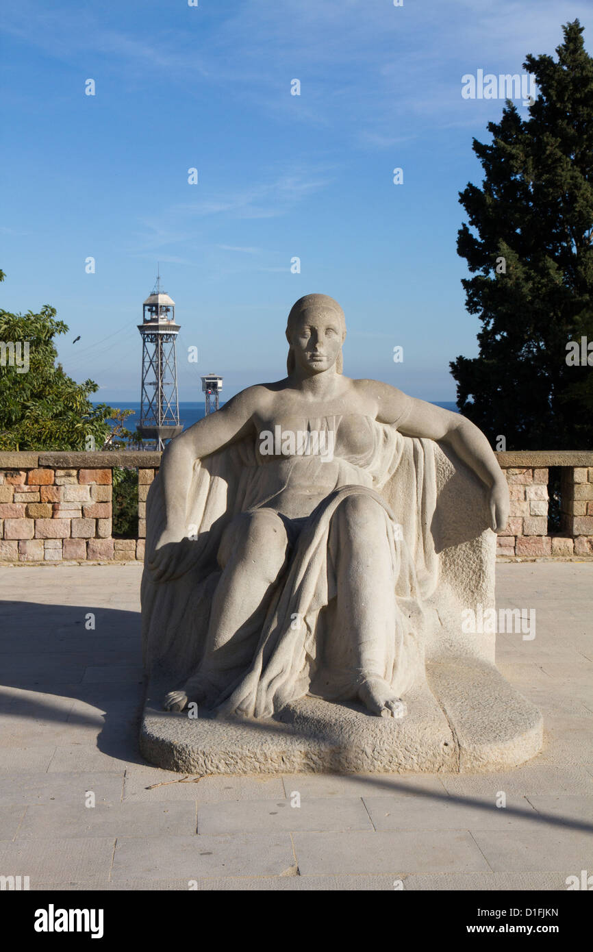 Female Statue in Montjuic garden Barcelona Catalunya Spain Stock Photo ...