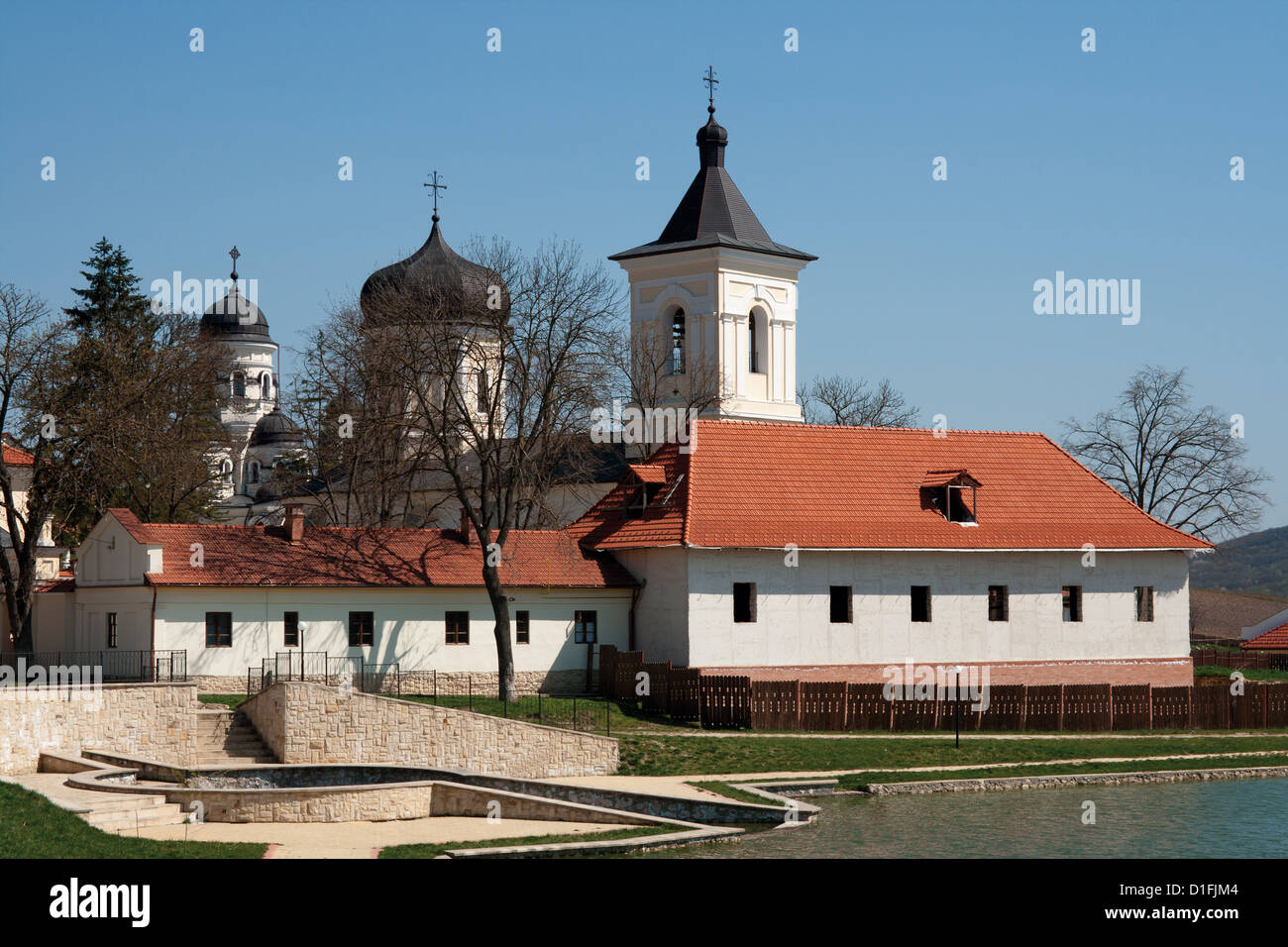 Monastery Capriana in Moldova over blue sky. Capriana monastery is ...