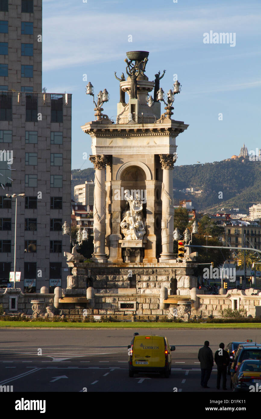 Barcelona, Monument in Plaça d'Espanya, Spain Europe Stock Photo