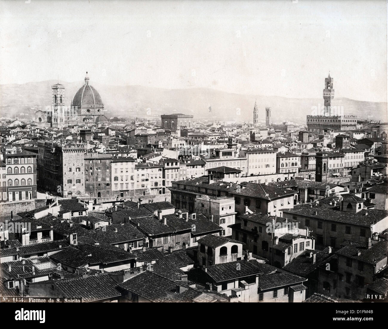 Florence from Basilica di Santo Spirito, ca 1880, by Roberto Rive Stock Photo