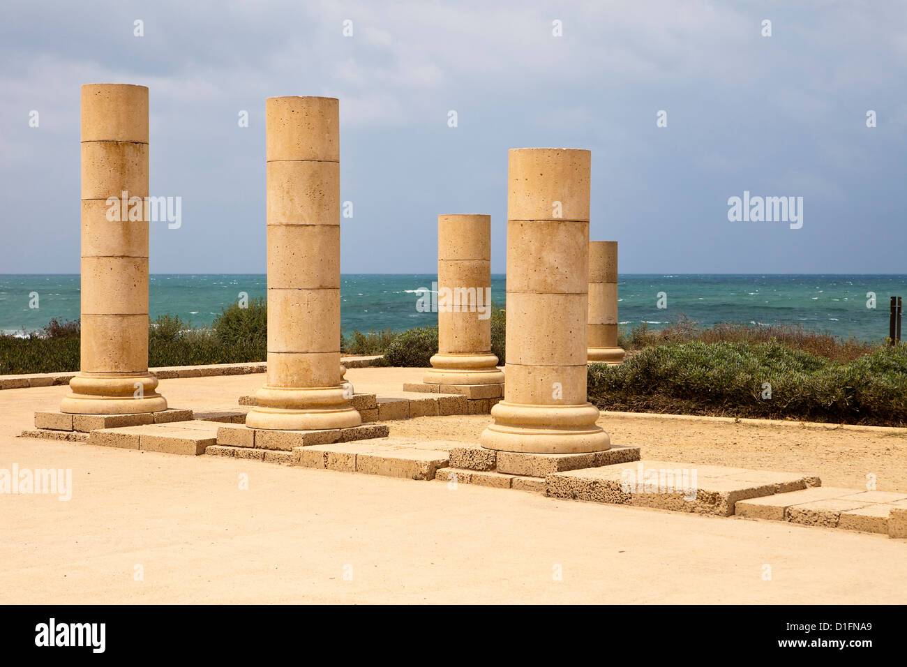 Stone Pillars At Caesaria Stock Photo
