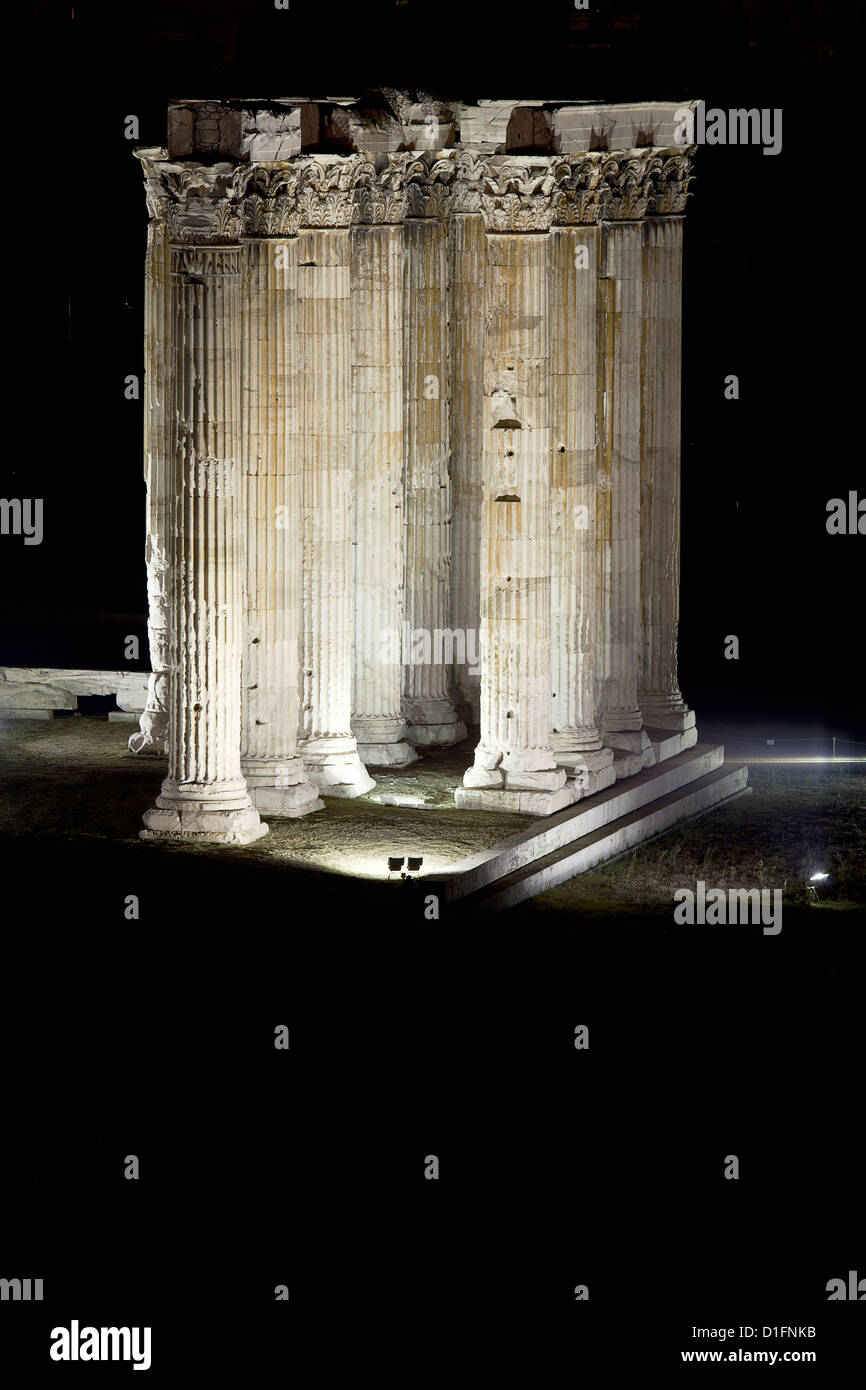 Temple Of Zeus In The Dark Stock Photo