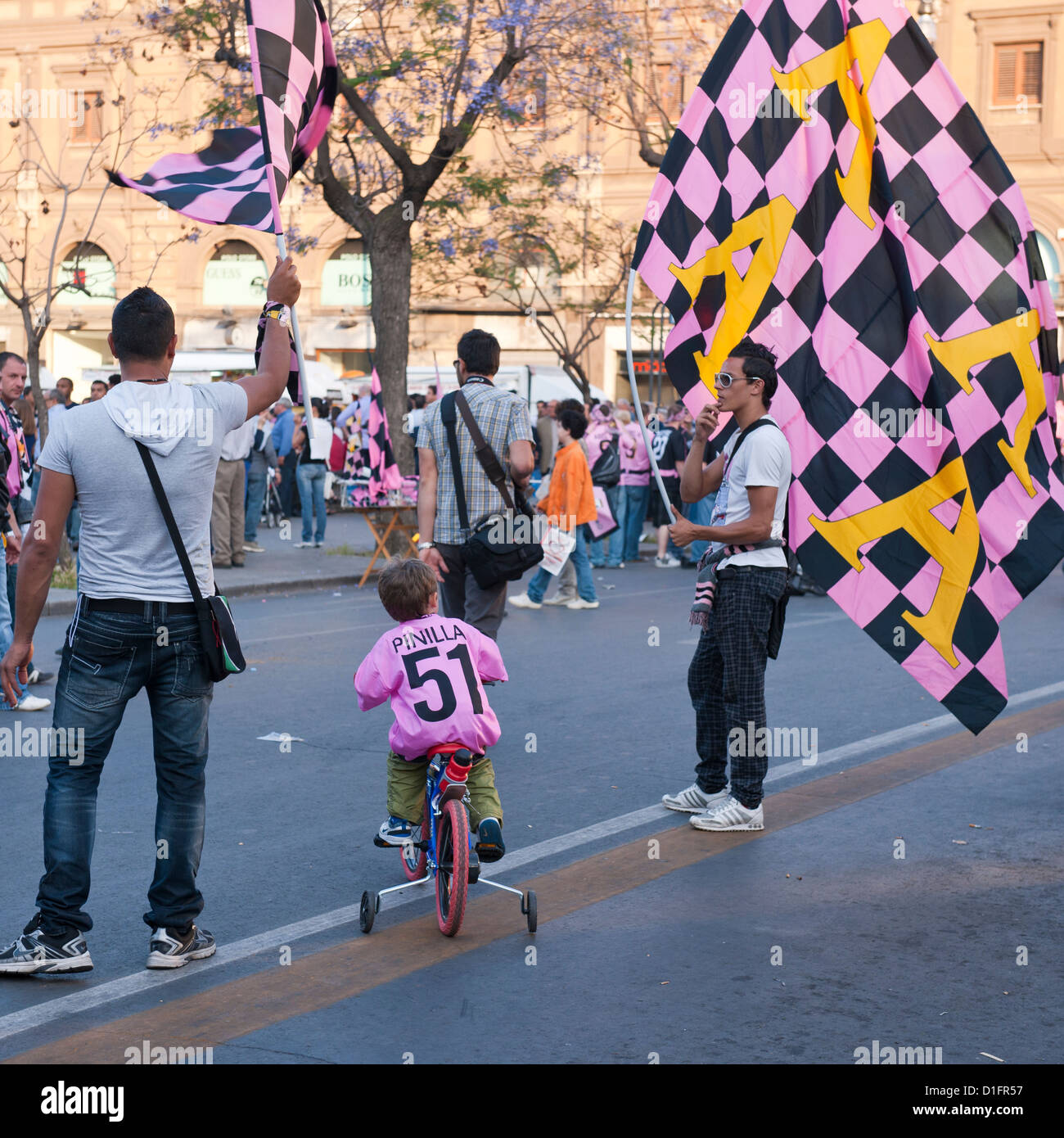 Fans of Palermo Football Club show their colors on game day