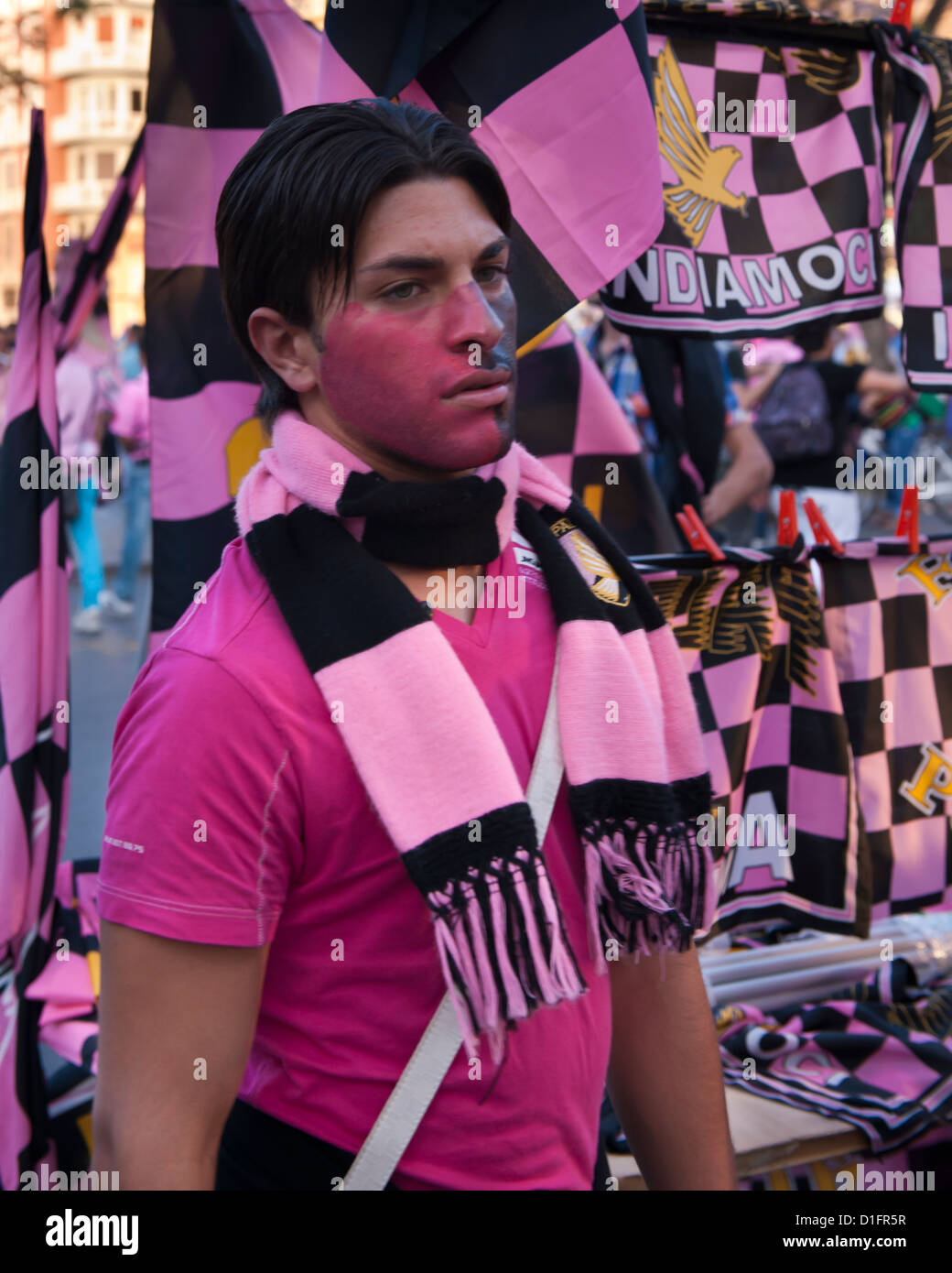 Fans of Palermo Football Club show their colors on game day, Palermo Stock  Photo - Alamy