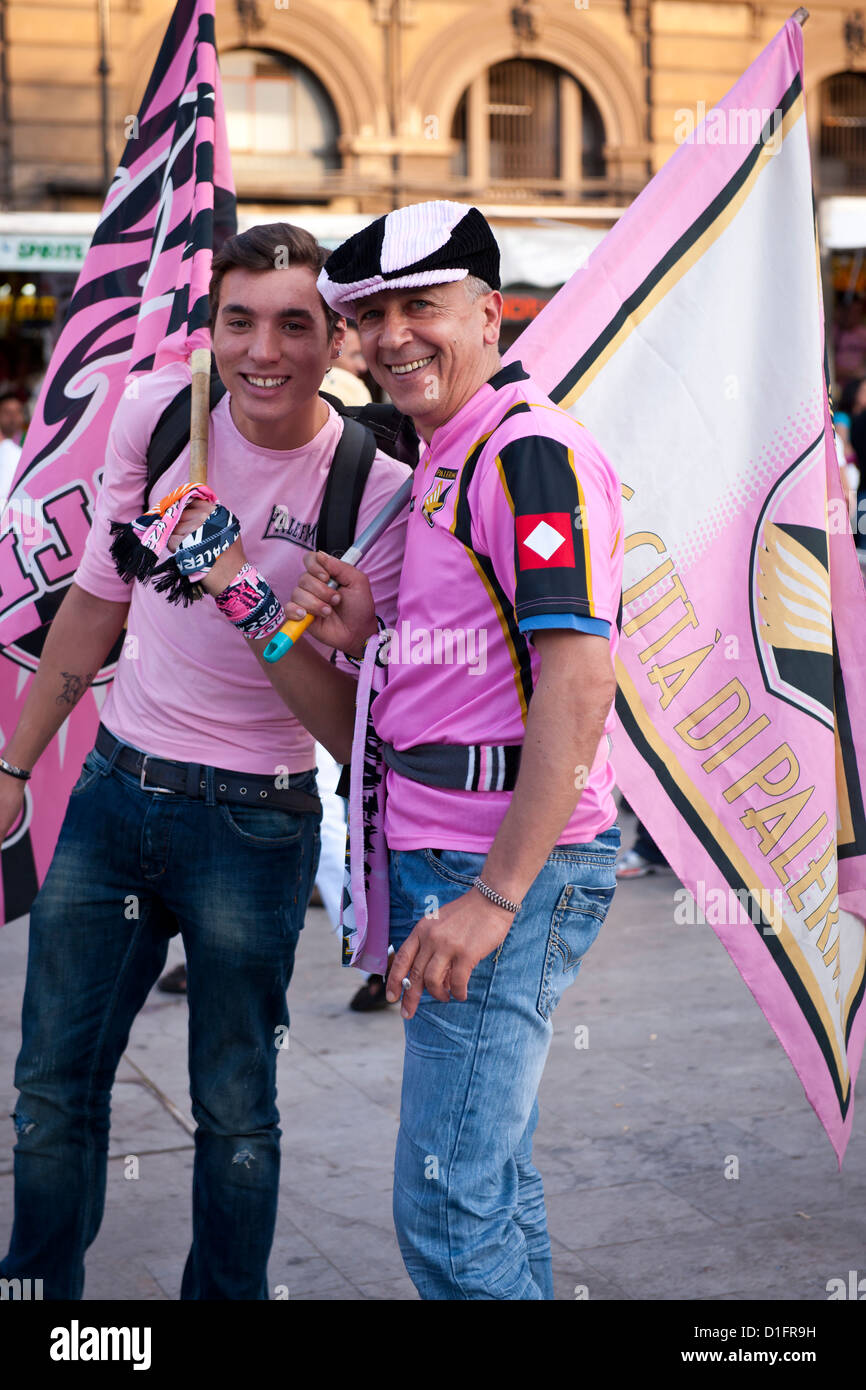 Fans of Palermo Football Club show their colors on game day, Palermo Stock  Photo - Alamy