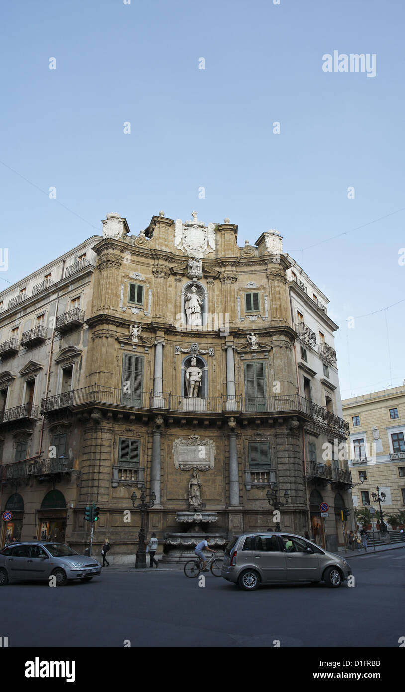The Four Corners (Quattro Canti), Piazza Vigliena, Palermo, Italy Stock