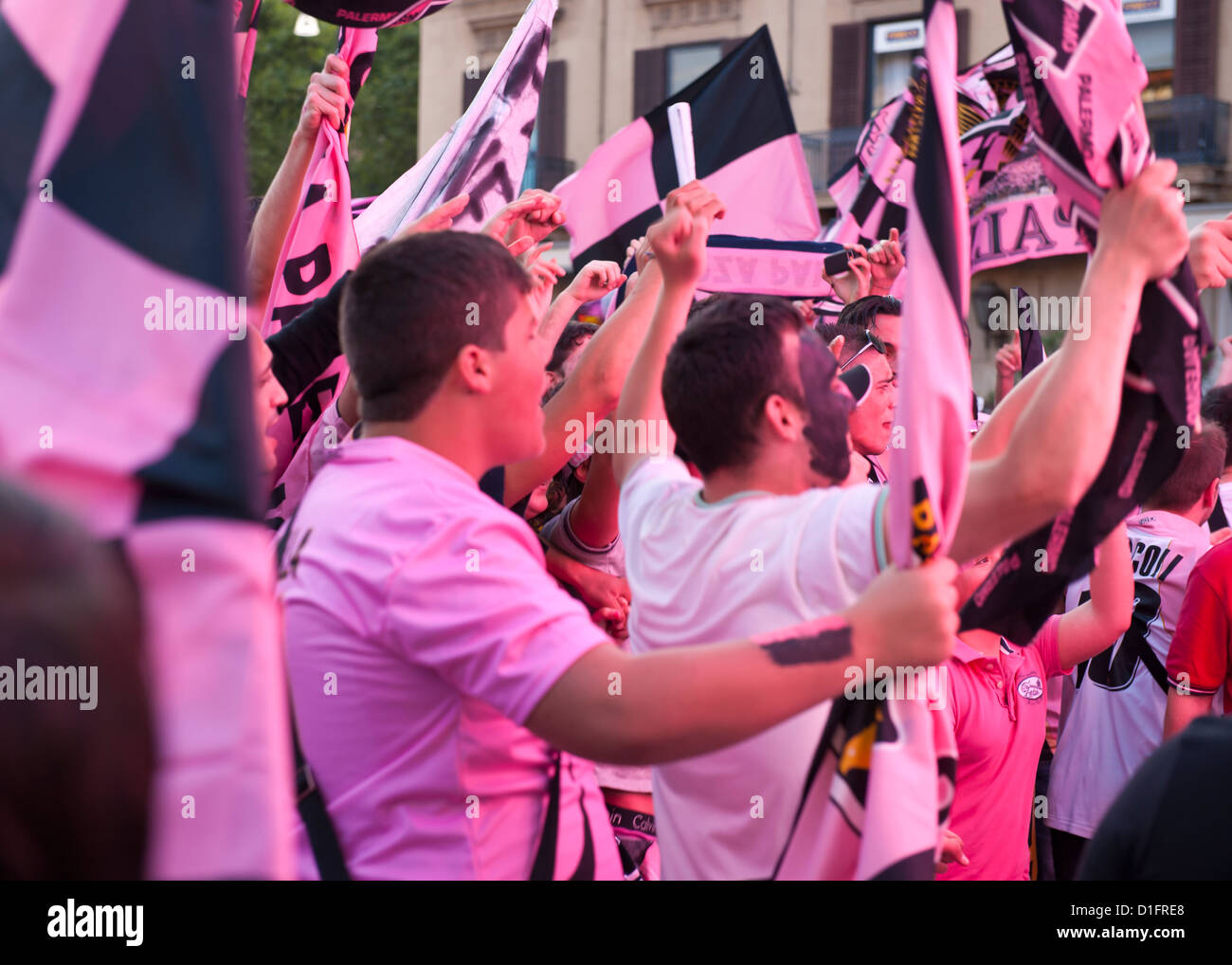 Fans of Palermo Football Club show their colors on game day, Palermo Stock  Photo - Alamy