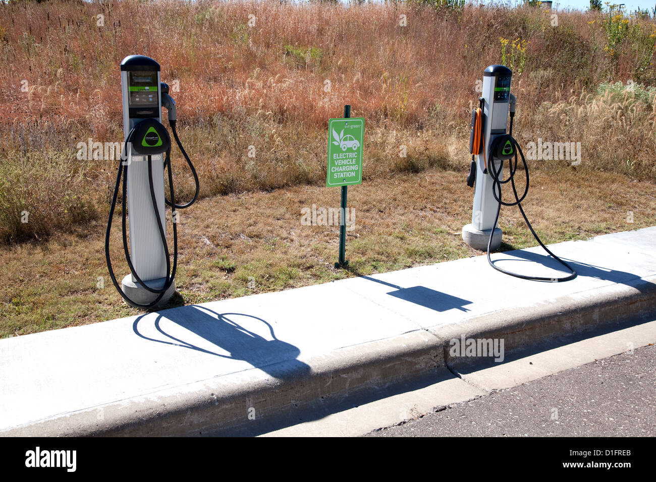 Electric vehicle charging stations at the Great River Energy cooperative headquarters facility