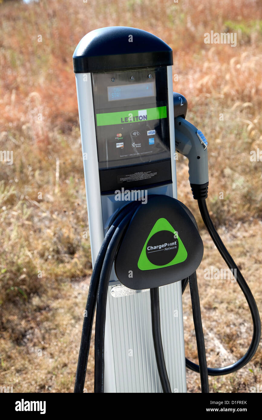 Electric vehicle charging station at the Great River Energy cooperative headquarters facility. Maple Grove Minnesota MN USA Stock Photo