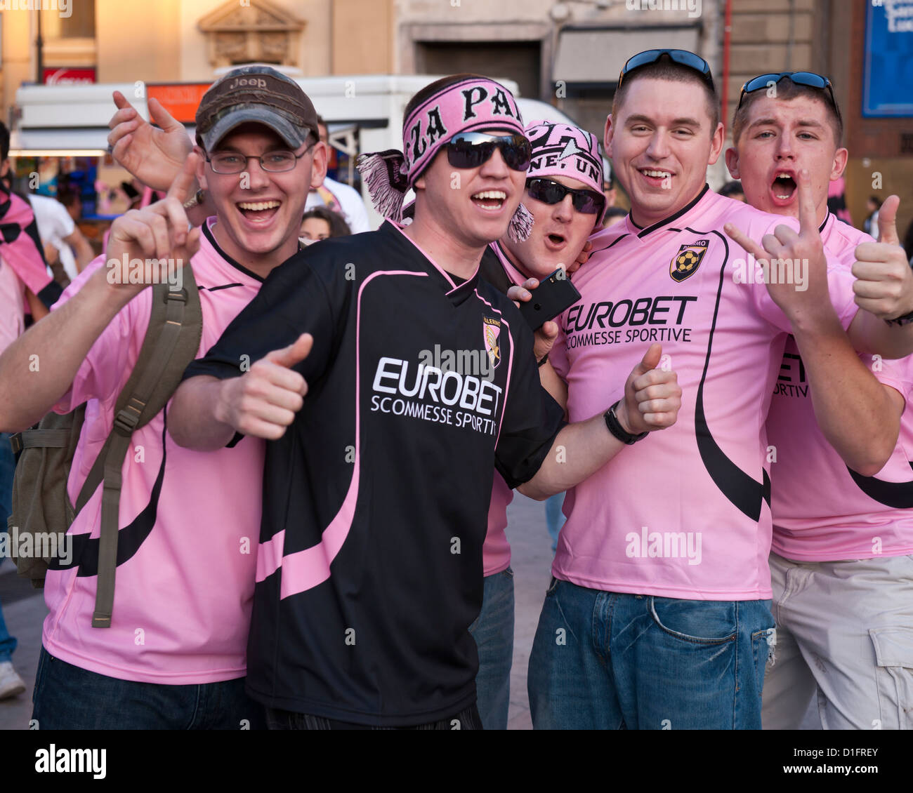 Fans of Palermo Football Club show their colors on game day, Palermo Stock  Photo - Alamy