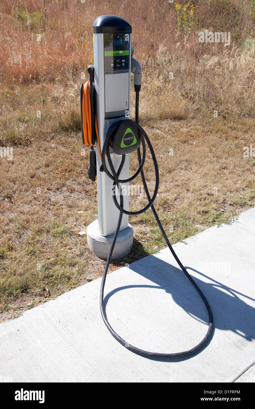 Electric vehicle charging station at the Great River Energy cooperative headquarters facility. Maple Grove Minnesota MN USA Stock Photo