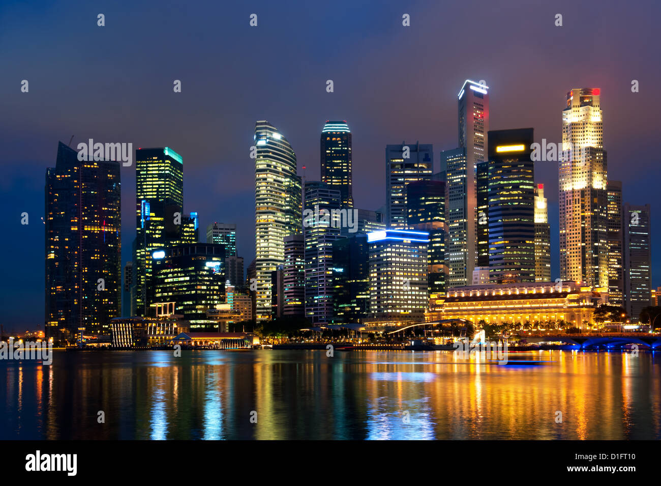 Singapore skyline at night. Stock Photo