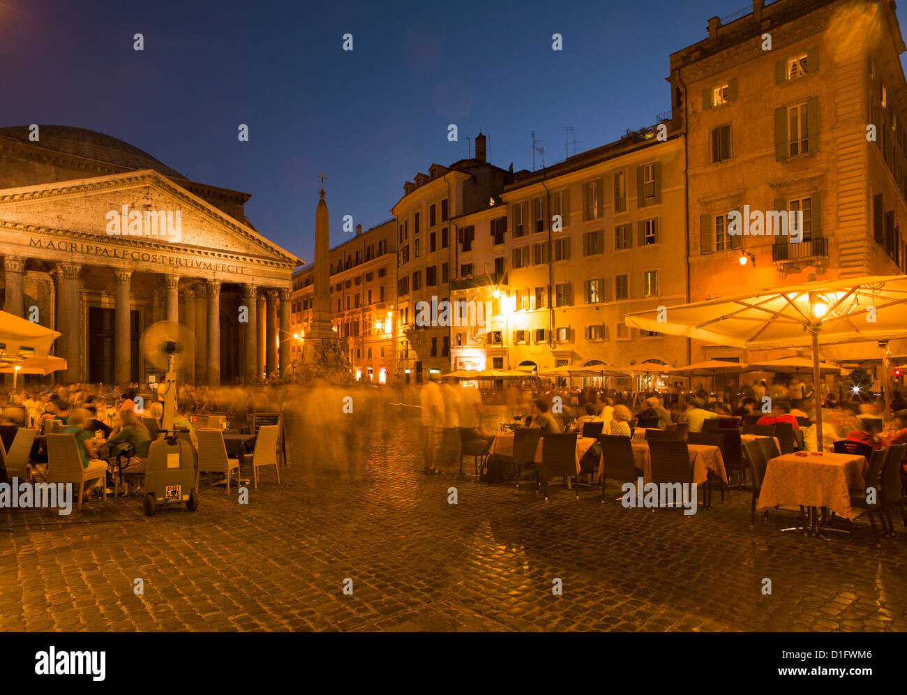 People dining at outside restaurant near The Pantheon, Rome, Lazio, Italy, Europe Stock Photo