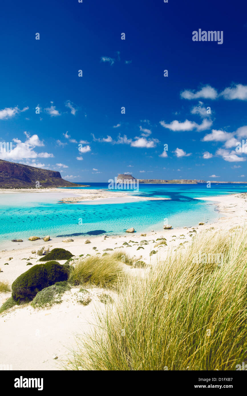 Balos Bay and Gramvousa, Chania, Crete, Greek Islands, Greece, Europe Stock Photo