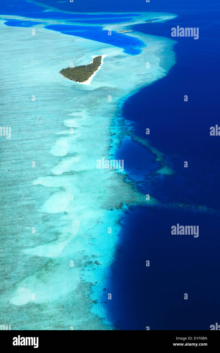 Aerial view, Maldives, Indian Ocean, Asia Stock Photo