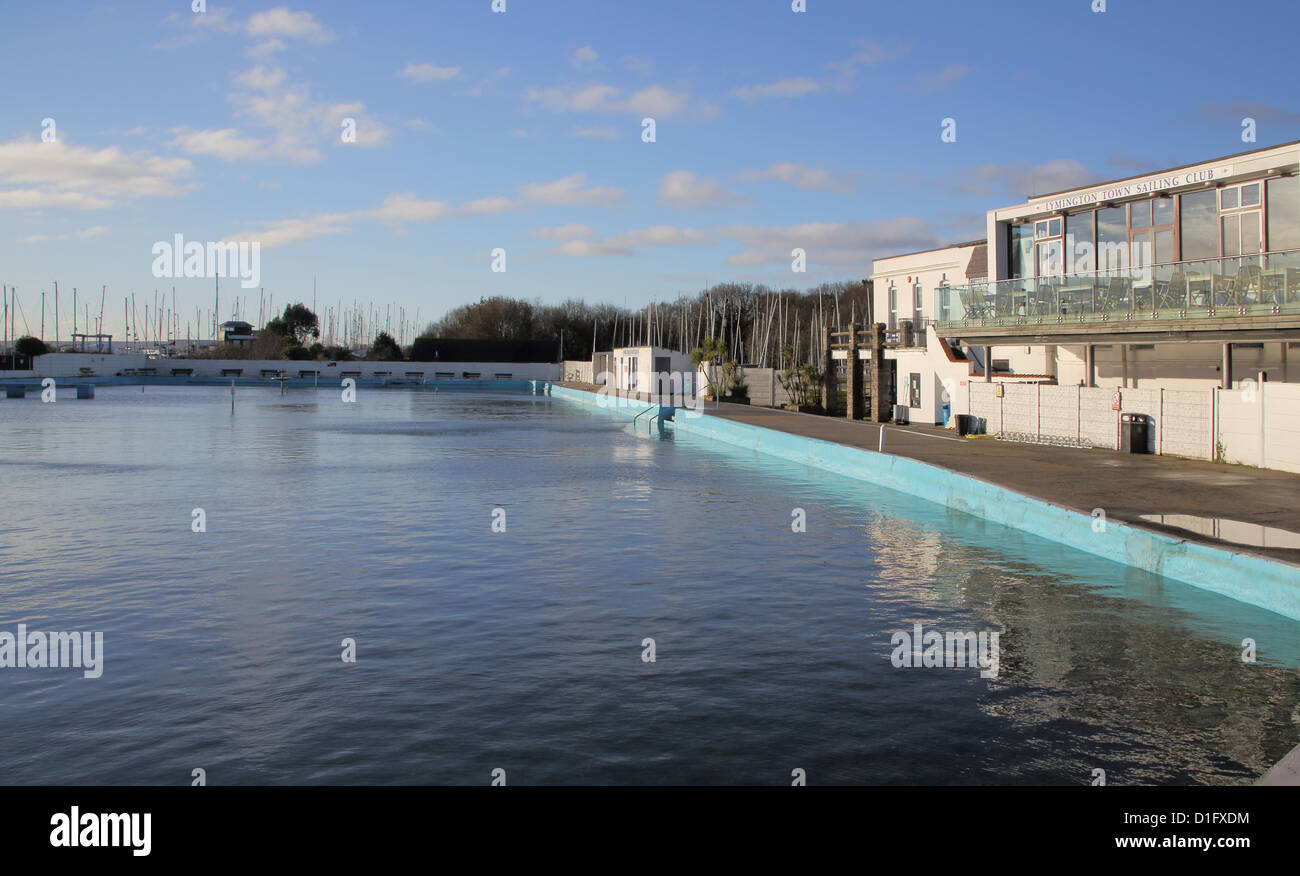 the sea water pool built in 1833 in Lymington on the hampshire coast Stock Photo