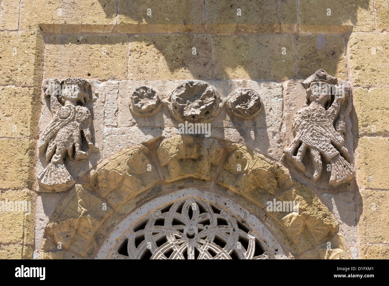 detail of decoration showing harpies, Hudavend Hatun mausoleum, Nigde, Turkey Stock Photo