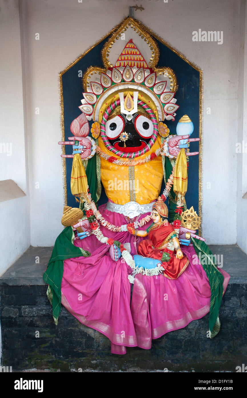 Hindu Jagannath deity shrine at the Jagannath temple, Koraput, Orissa, India, Asia Stock Photo