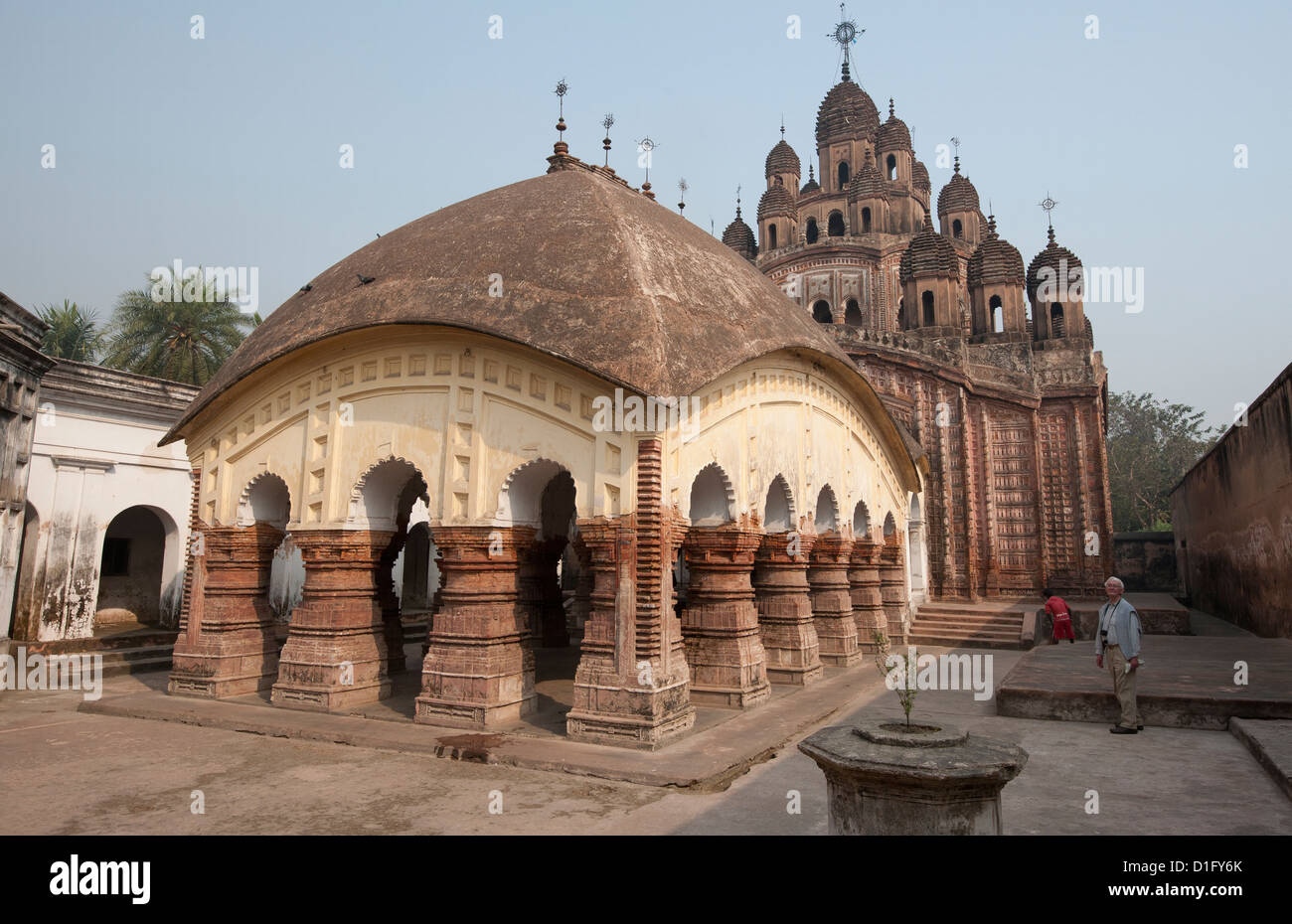 Lalji Mandir dating from 1739 with its 25 steeples, in terracotta temple complex, Kalna, West Bengal, India, Asia Stock Photo
