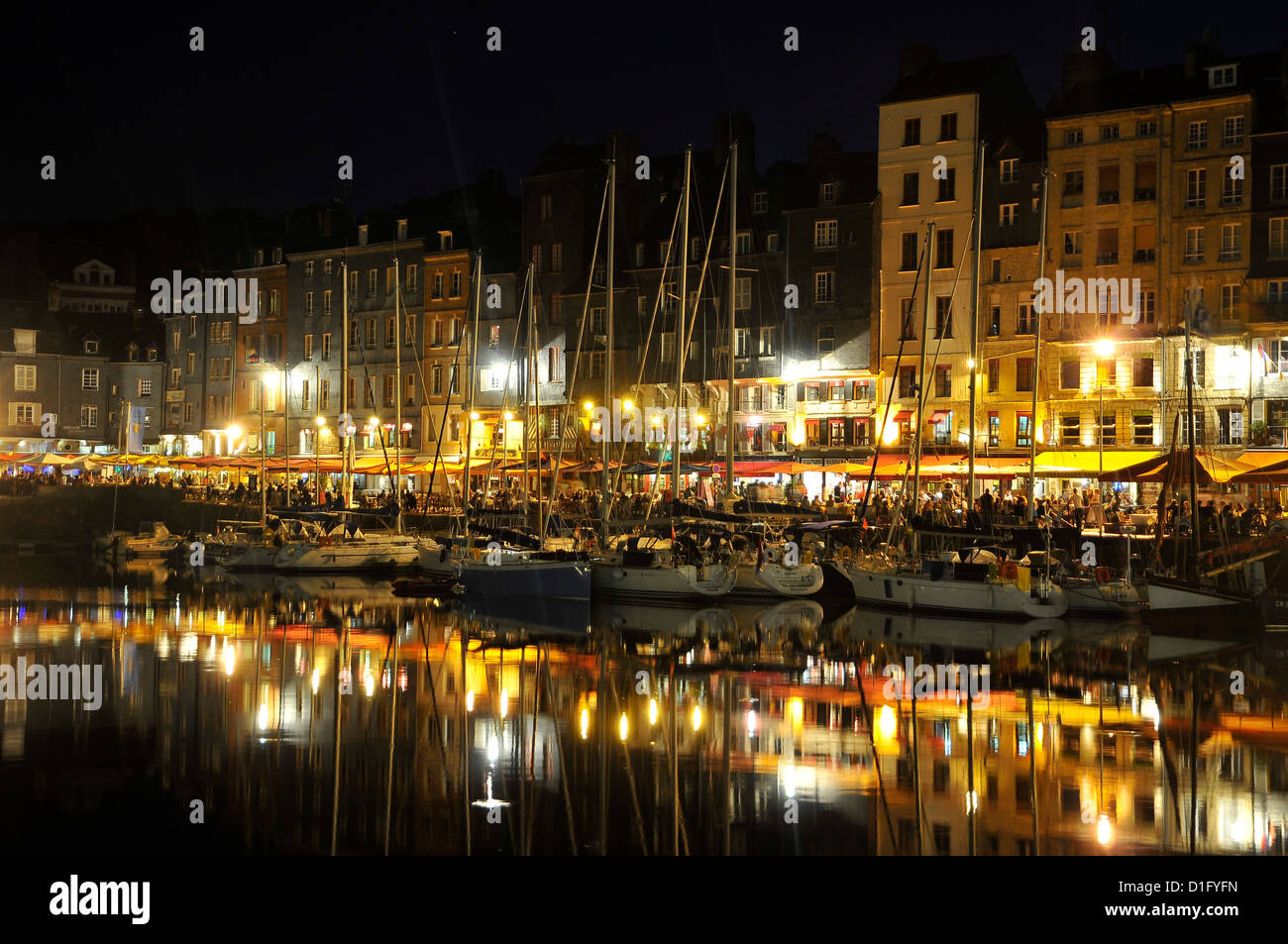 The picturesque port of Honfleur by night, France Stock Photo - Alamy