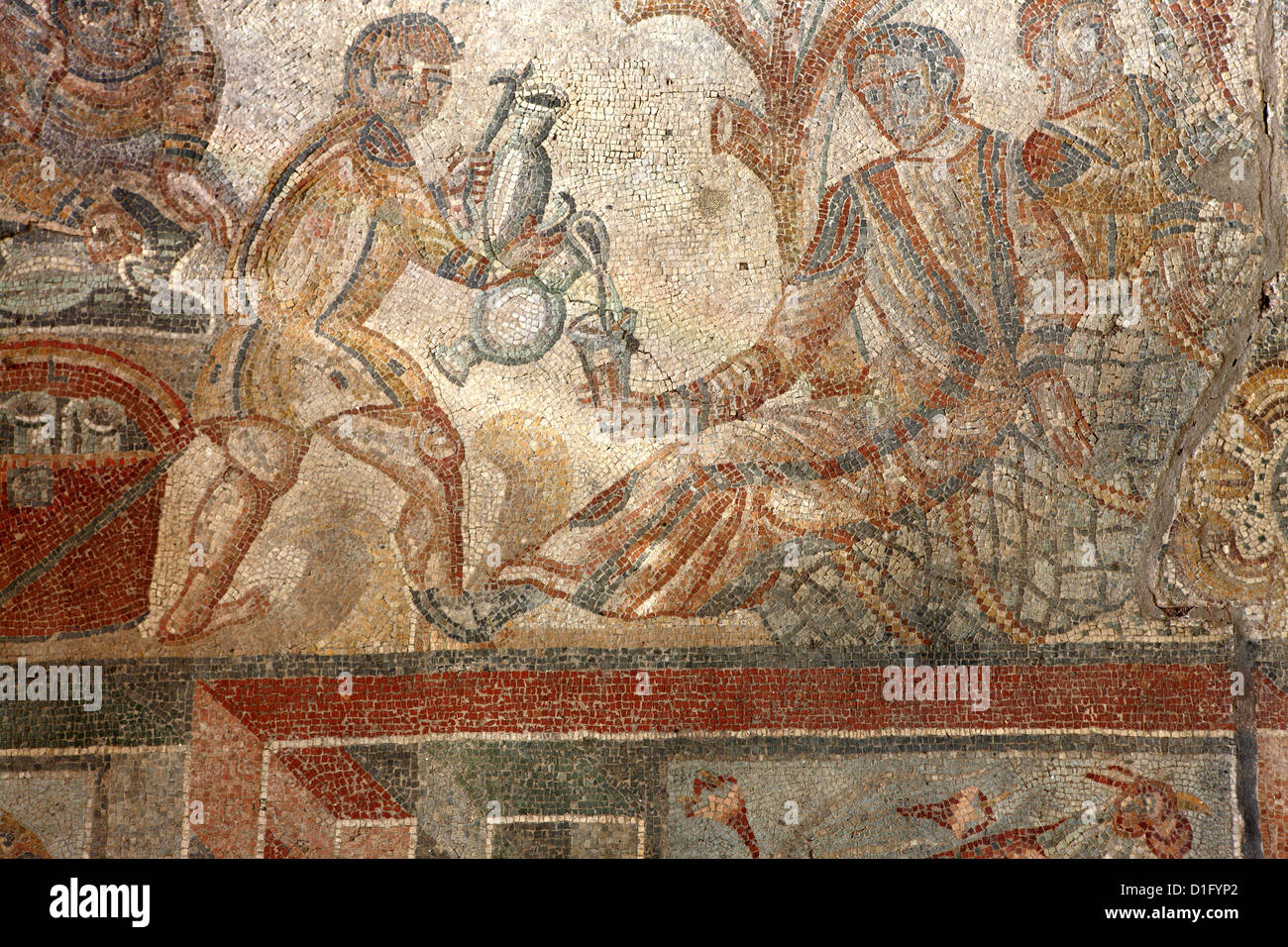 Mosaic, Villa Romana del Tellaro, Noto, Sicily, Italy, Europe Stock Photo