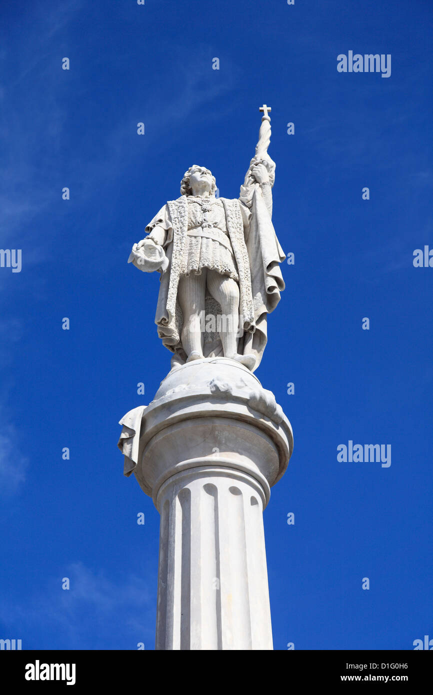 Christopher Columbus Statue, Plaza Colon, Old San Juan, San Juan, Puerto Rico, West Indies, Caribbean, United States of America Stock Photo