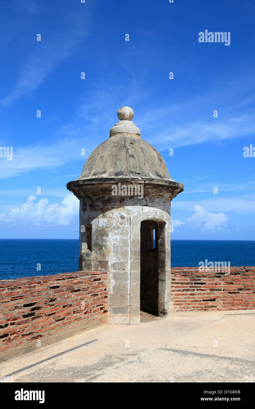 Sentry, San Cristobal Fort  (Castillo de San Cristobal), Old San Juan, San Juan, Puerto Rico, West Indies, Caribbean, USA Stock Photo